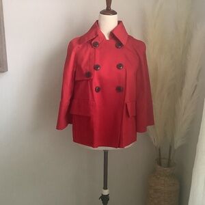 Marvin Richards Red Swing-Style Pea Coat, Size Small